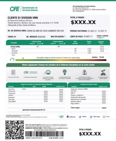 Factura cfe recibo luz